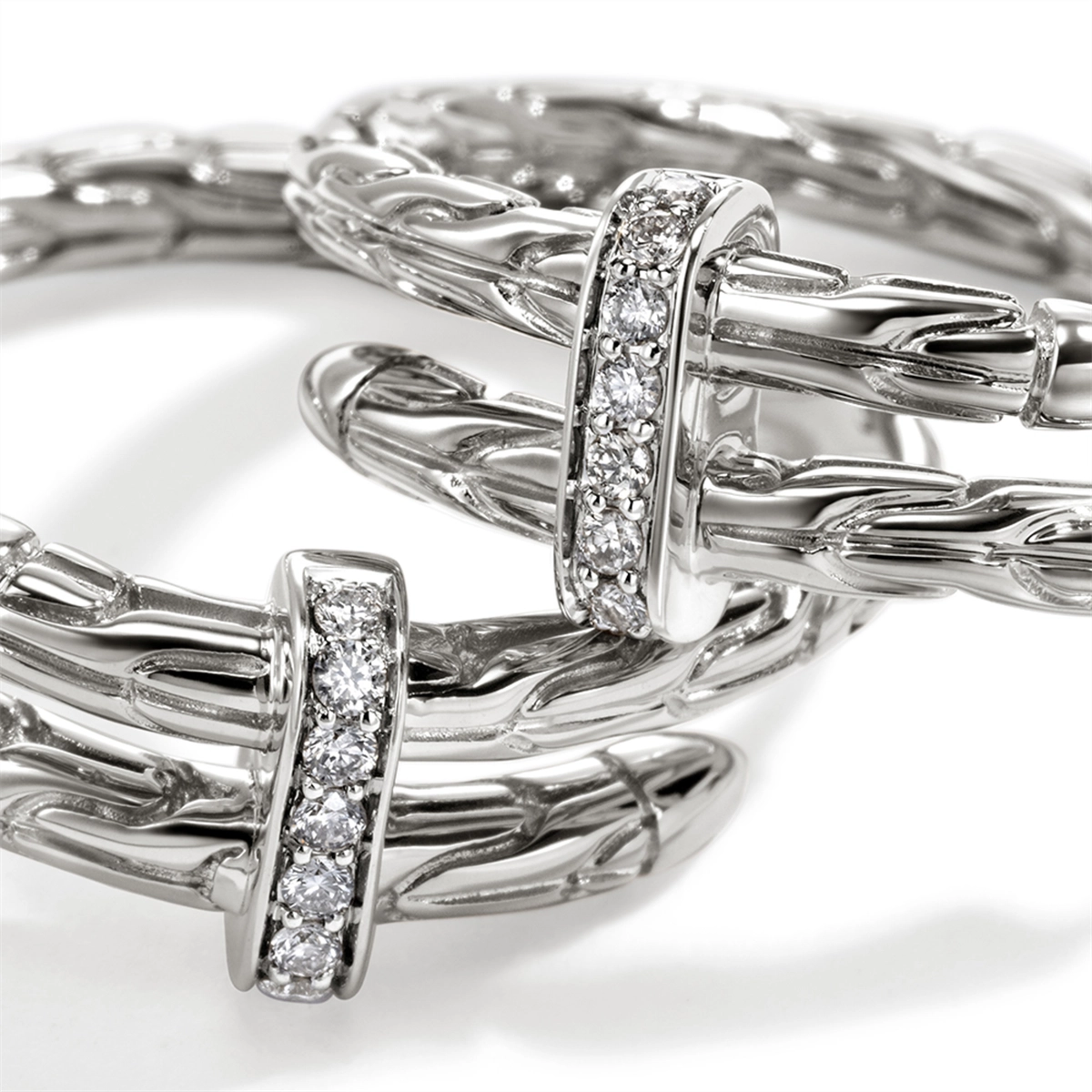 John Hardy Earrings in Silver containing Diamond EBP986742DI