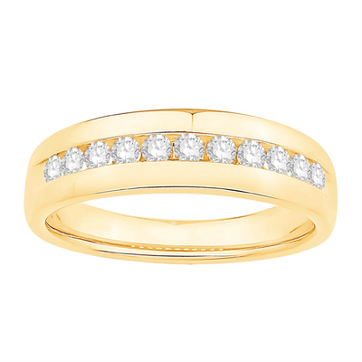 Mens Bands Wedding Rings in Yellow Gold containing Diamond 436245