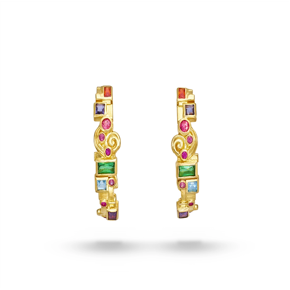 Gurhan Earrings in Yellow Gold containing Blue topaz , Other, Multi-gemstone, Ruby GUE-YG-MSOS-3596