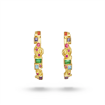 Gurhan Earrings in Yellow Gold containing Blue topaz , Other, Multi-gemstone, Ruby GUE-YG-MSOS-3596