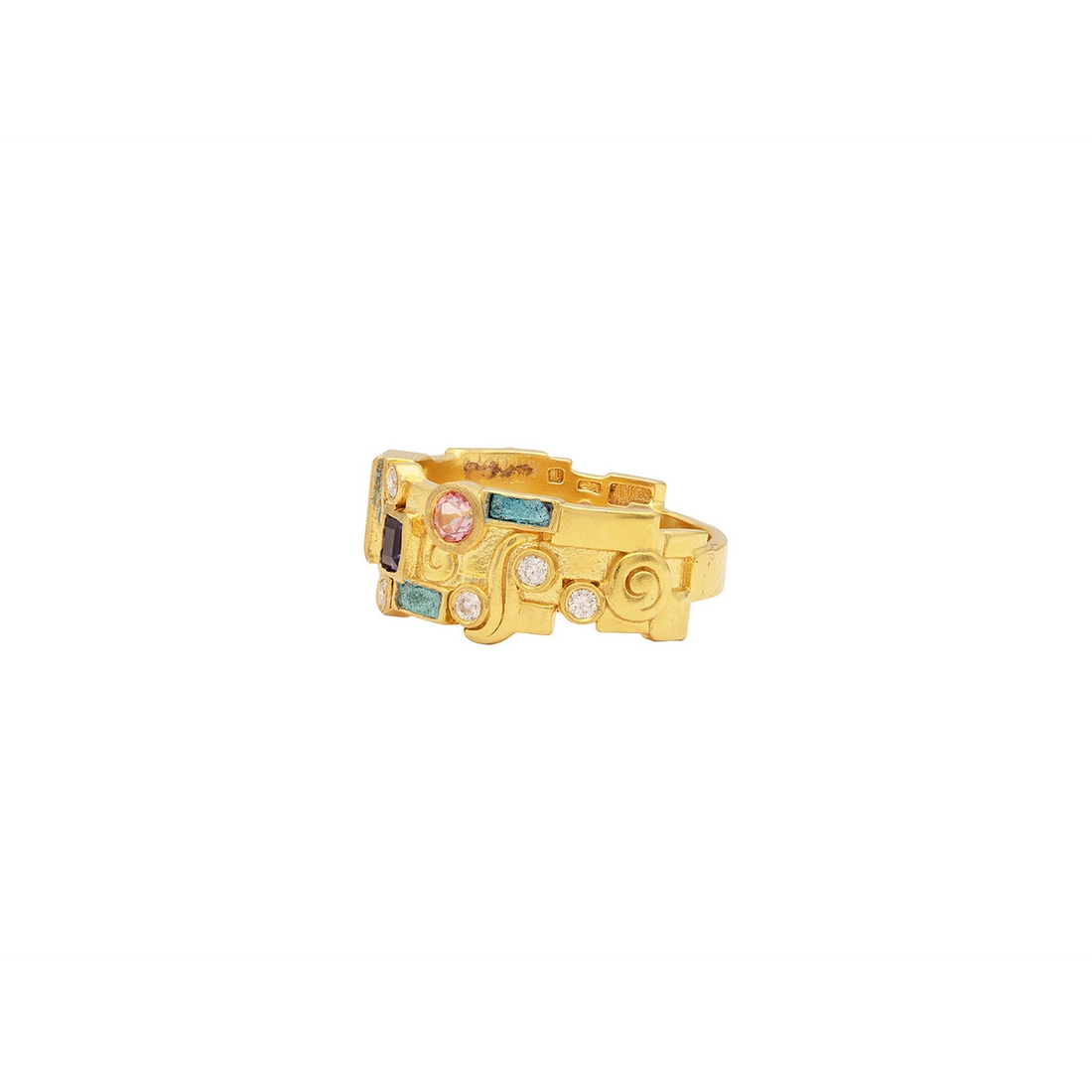 Gurhan Rings in Yellow Gold containing Blue topaz , Garnet, Other, Multi-gemstone, Diamond GUR-YG-MS-1708