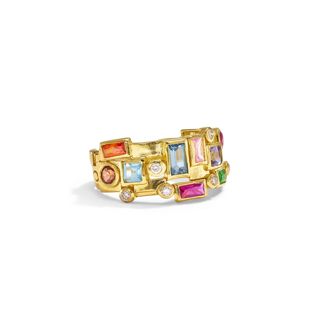 Gurhan Rings in Yellow Gold containing Blue topaz , Garnet, Other, Multi-gemstone, Diamond GUR-YG-MS-1708