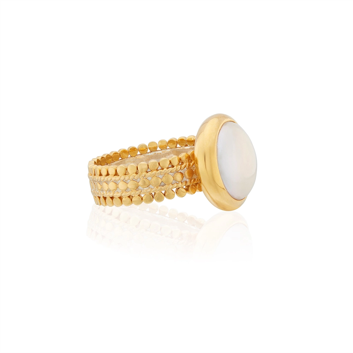 Anna Beck Rings in Mixed Metals containing Pearl RG10361-GPL