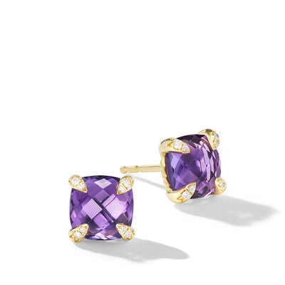 David Yurman Earrings in Yellow Gold containing Amethyst, Multi-gemstone, Diamond E12792D88AAMDI