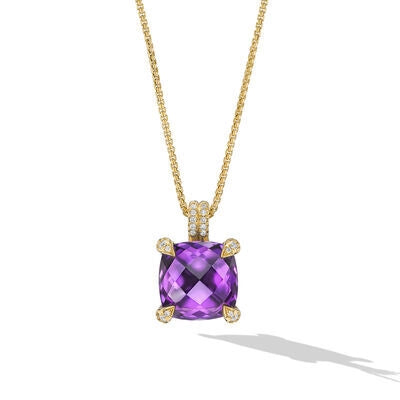David Yurman Necklaces in Yellow Gold containing Amethyst, Multi-gemstone, Diamond N12643D88AAMDI18