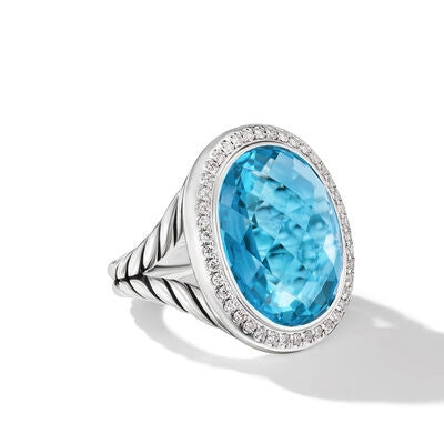 David Yurman Rings in Silver containing Blue topaz , Multi-gemstone, Diamond R18172DSSABTDI6
