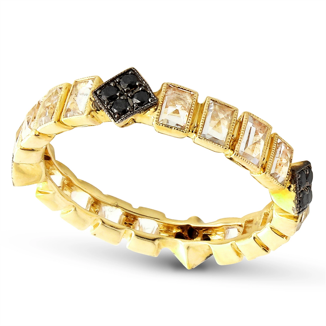 Wedding Bands Wedding Rings in Yellow Gold containing Black diamond, Other, Multi-gemstone 437853