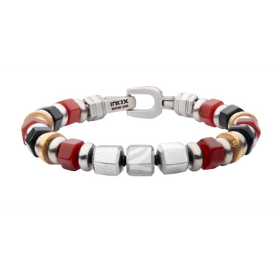 Inox Bracelets in Alternative Metals containing Black onyx, Other, Multi-gemstone DMSBSD04-850