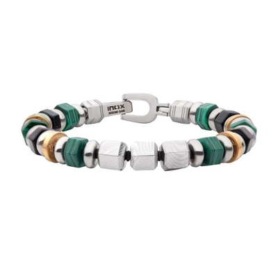 Inox Bracelets in Alternative Metals containing Black onyx, Other, Multi-gemstone DMSBSD07-825