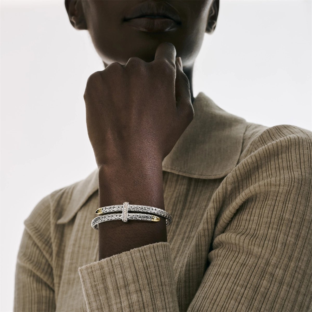 John Hardy Bracelets in Mixed Metals containing Diamond CZZP90110722DIXM