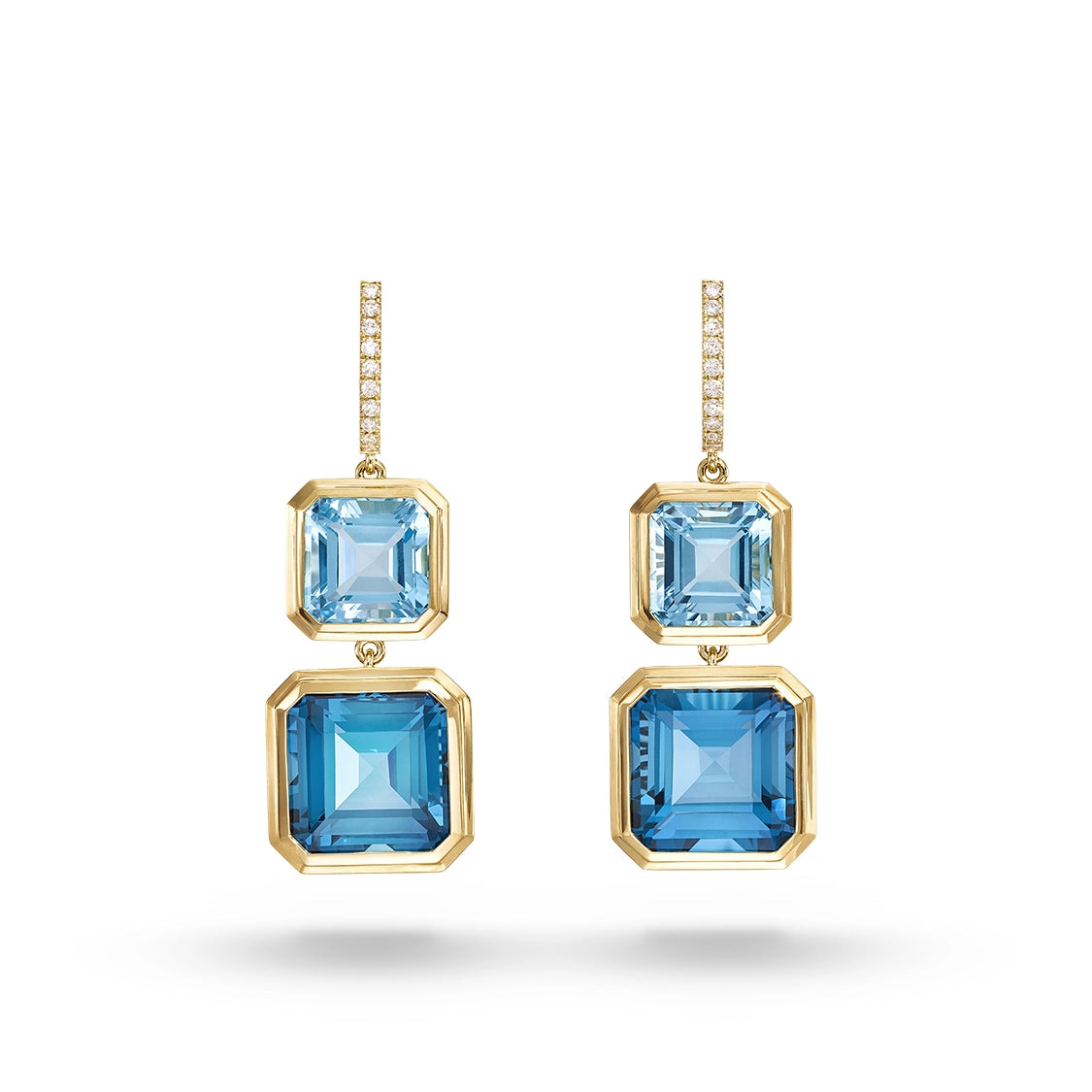 Doves Earrings in Yellow Gold containing Blue topaz , London blue topaz, Multi-gemstone, Diamond E11238LBBT-Y