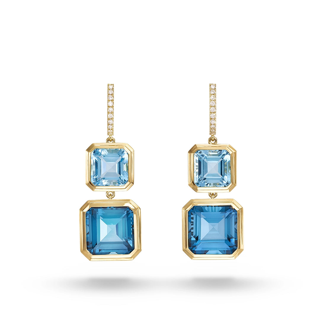 Doves Earrings in Yellow Gold containing Blue topaz , London blue topaz, Multi-gemstone, Diamond E11238LBBT-Y