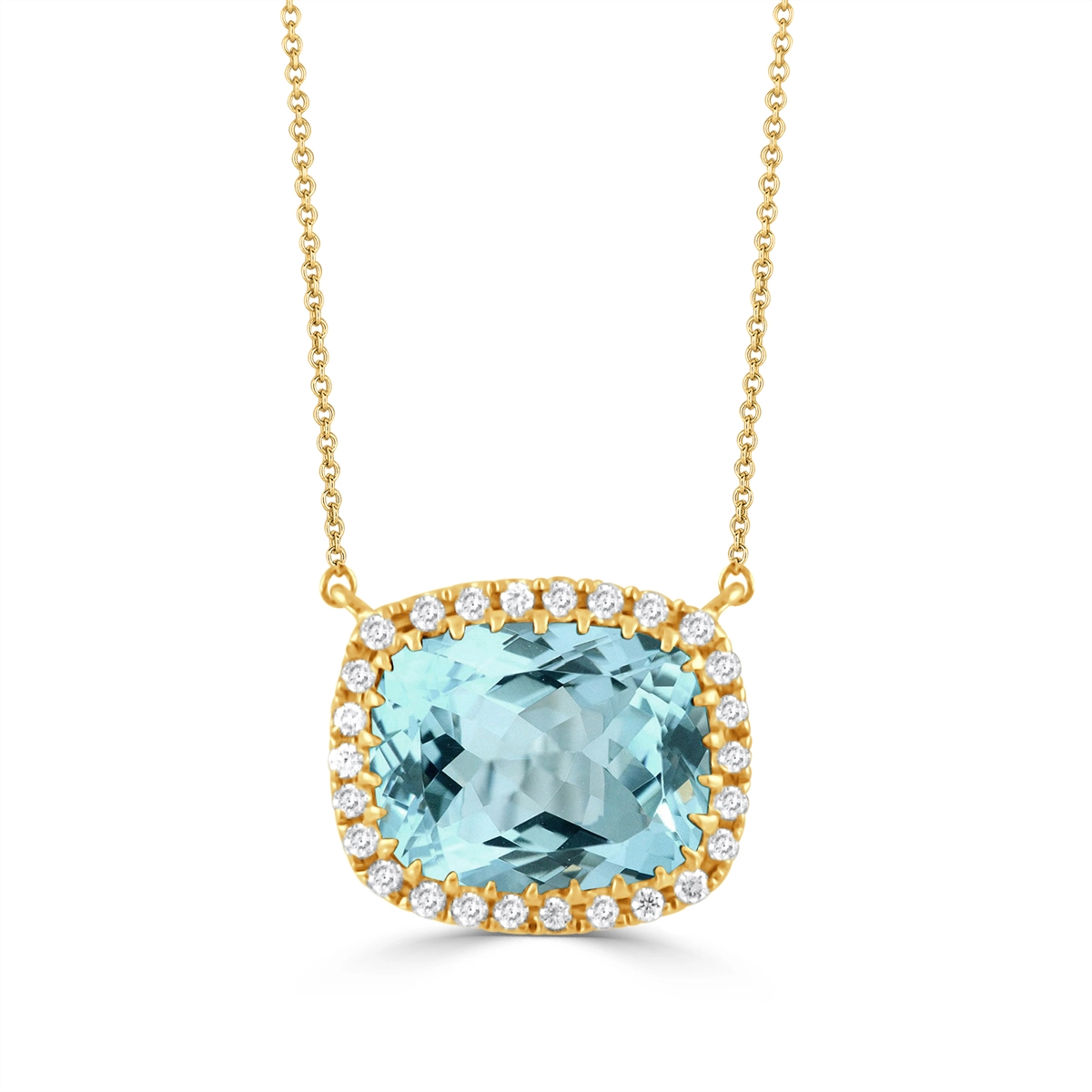 Doves Necklaces in Yellow Gold containing Blue topaz , Multi-gemstone, Diamond N9060BT-Y