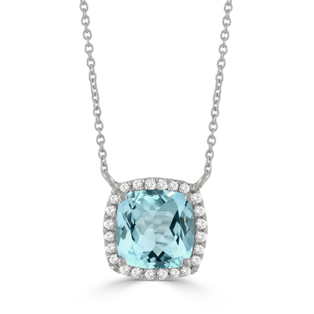 Doves Necklaces in White Gold containing Blue topaz , Multi-gemstone, Diamond N8521BT