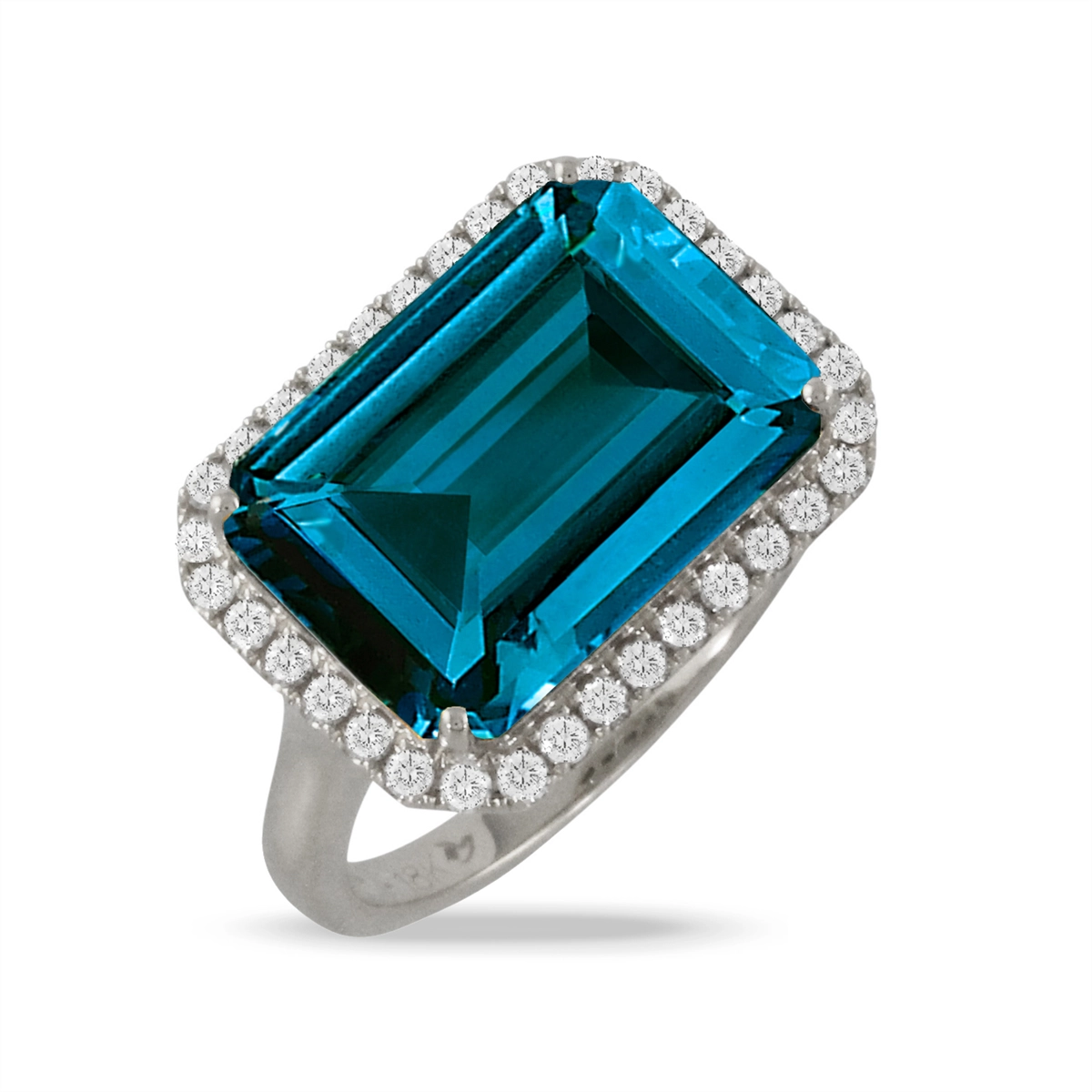 Doves Rings in White Gold containing London blue topaz, Multi-gemstone, Diamond R10643LBT