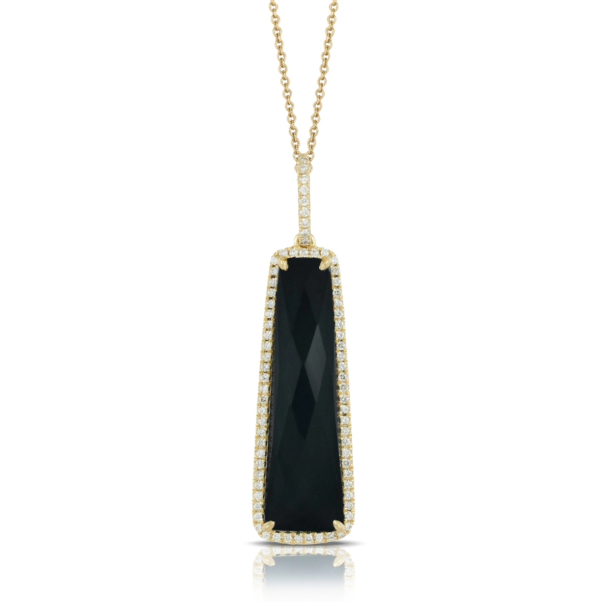 Doves Pendants in Yellow Gold containing Black onyx, Multi-gemstone, Diamond P5517BO