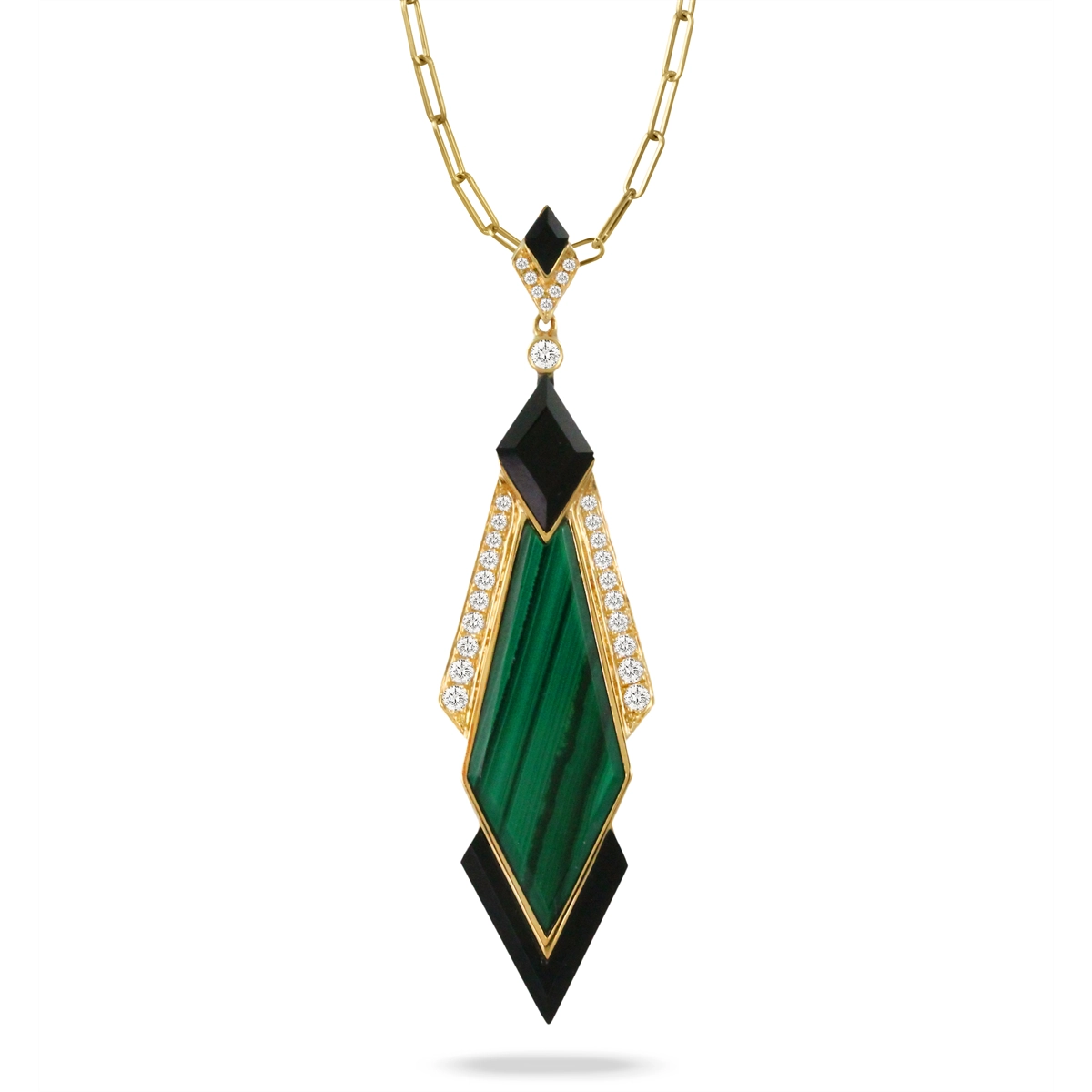 Doves Pendants in Yellow Gold containing Black onyx, Other, Multi-gemstone, Diamond P9232BOMC