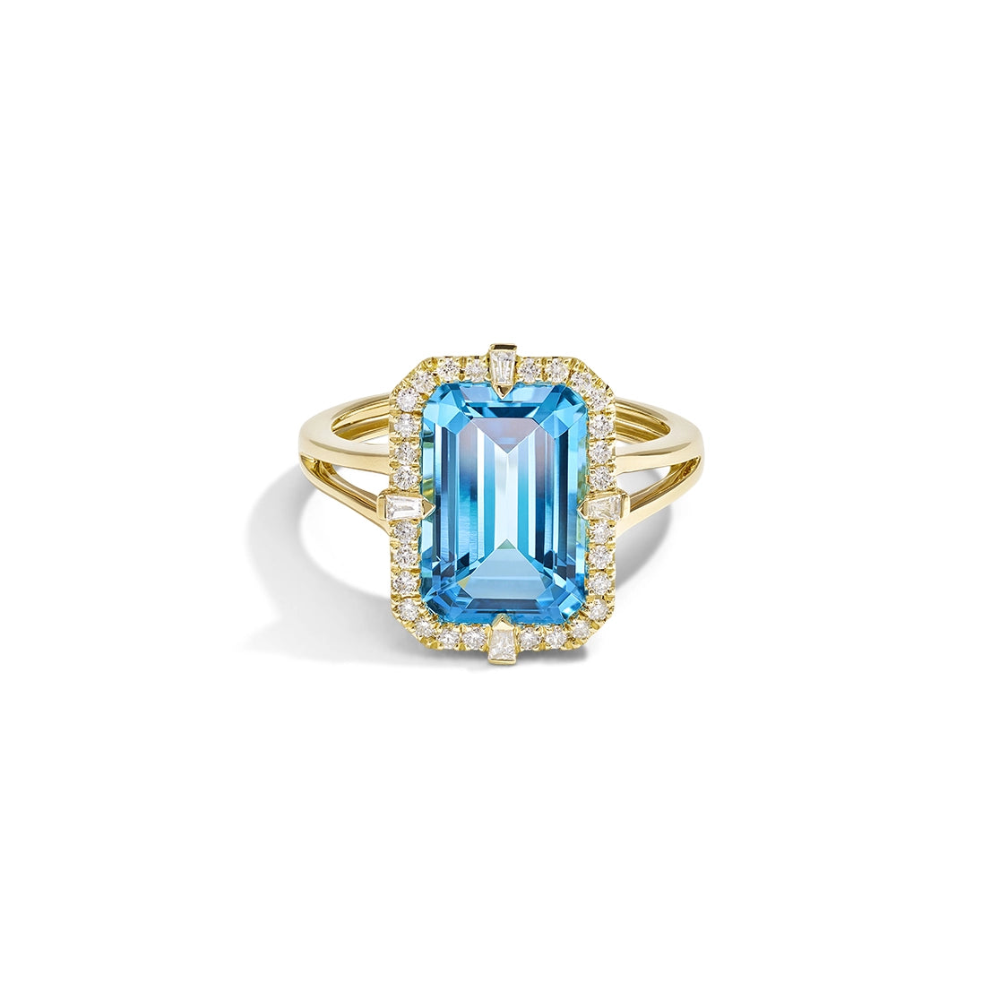 Doves Rings in Yellow Gold containing Blue topaz , Multi-gemstone, Diamond R11172BT-Y