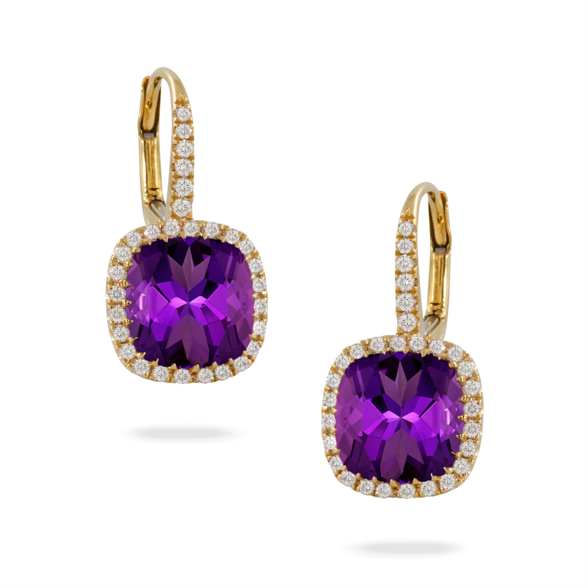Doves Earrings in Yellow Gold containing Amethyst, Multi-gemstone, Diamond E8525AM