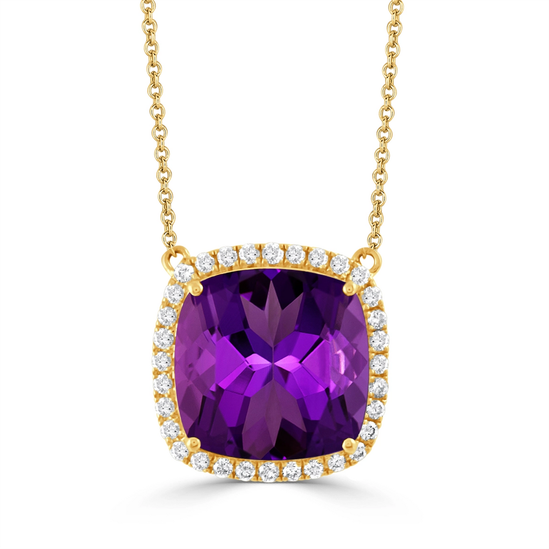 Doves Necklaces in Yellow Gold containing Amethyst, Multi-gemstone, Diamond N10604AM