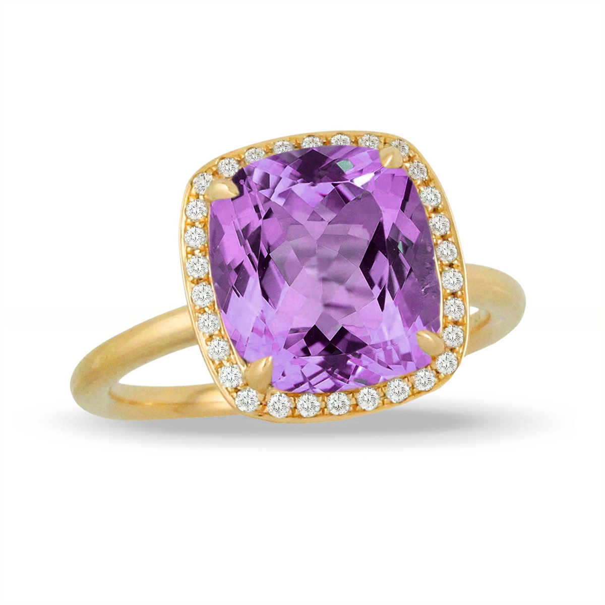Doves Rings in Yellow Gold containing Amethyst, Multi-gemstone, Diamond R3780AM-1
