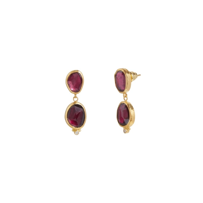 Gurhan Earrings in Yellow Gold containing Garnet, Multi-gemstone, Diamond OKE-YG-RGAOS-4832