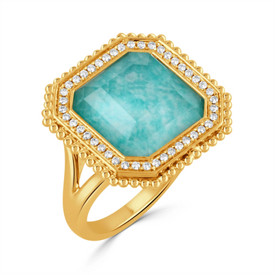 Doves Rings in Yellow Gold containing Quartz, Other, Multi-gemstone, Diamond R11104AZ