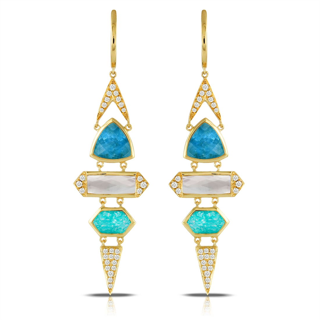 Doves Earrings in Yellow Gold containing Mother of pearl, Quartz, Other, Multi-gemstone, Diamond E7640AZAP