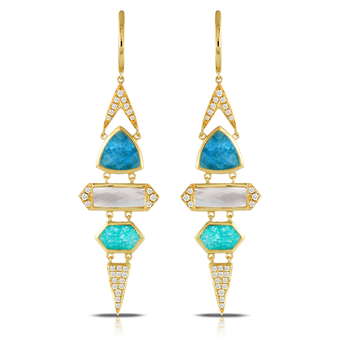 Doves Earrings in Yellow Gold containing Mother of pearl, Quartz, Other, Multi-gemstone, Diamond E7640AZAP