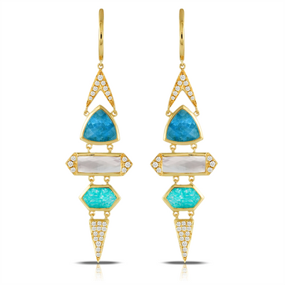 Doves Earrings in Yellow Gold containing Mother of pearl, Quartz, Other, Multi-gemstone, Diamond E7640AZAP