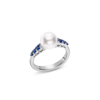 Mikimoto Rings in White Gold containing Multi-gemstone, Sapphire, Pearl PRA538SW65