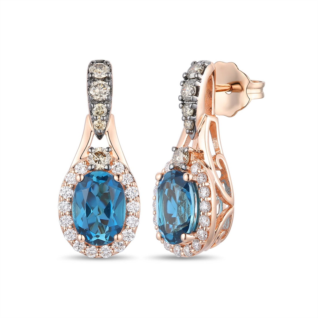 Le Vian Earrings in Rose Gold containing Blue topaz , Multi-gemstone, Diamond TTDJ7
