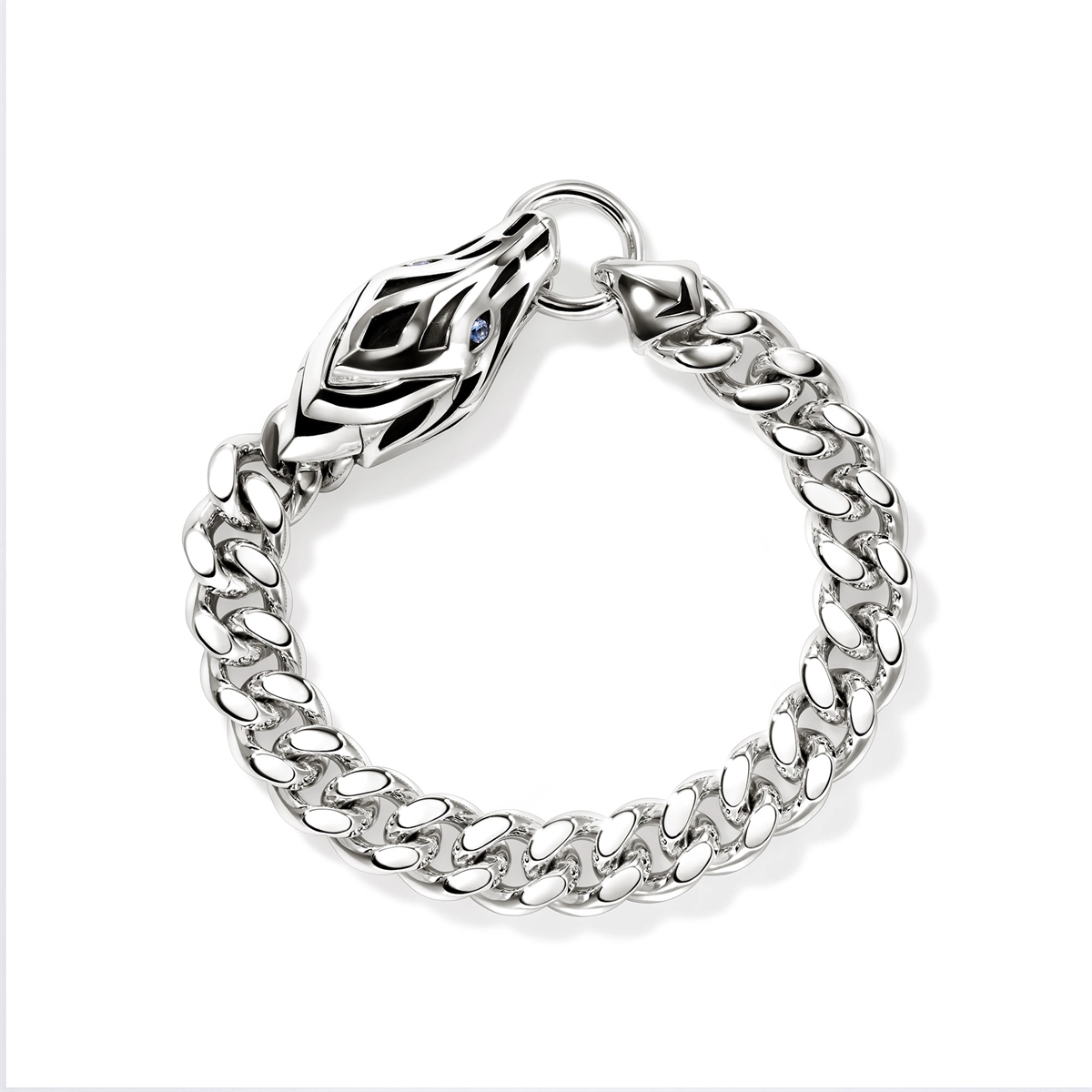 アクセサリー SssS John Hardy Naga Silver 11mm Curb Link Bracelet with Blue