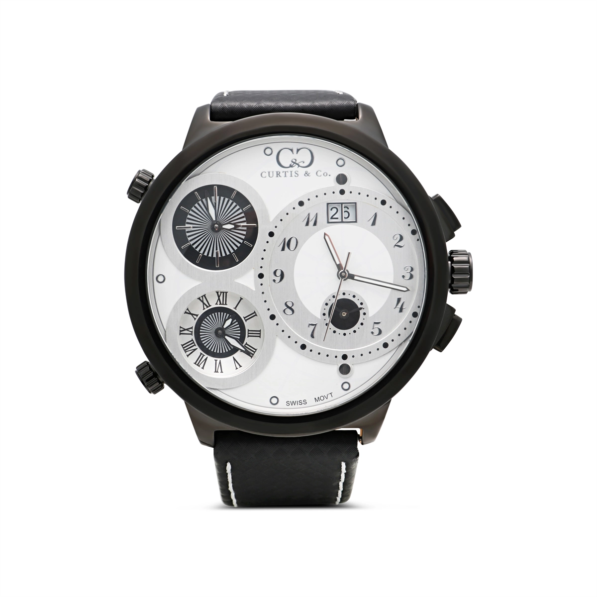 カーティス　Big Time World 4 Time Zone Curtis & Co Big World Time Four Time Zone Watch White Dial 57mm