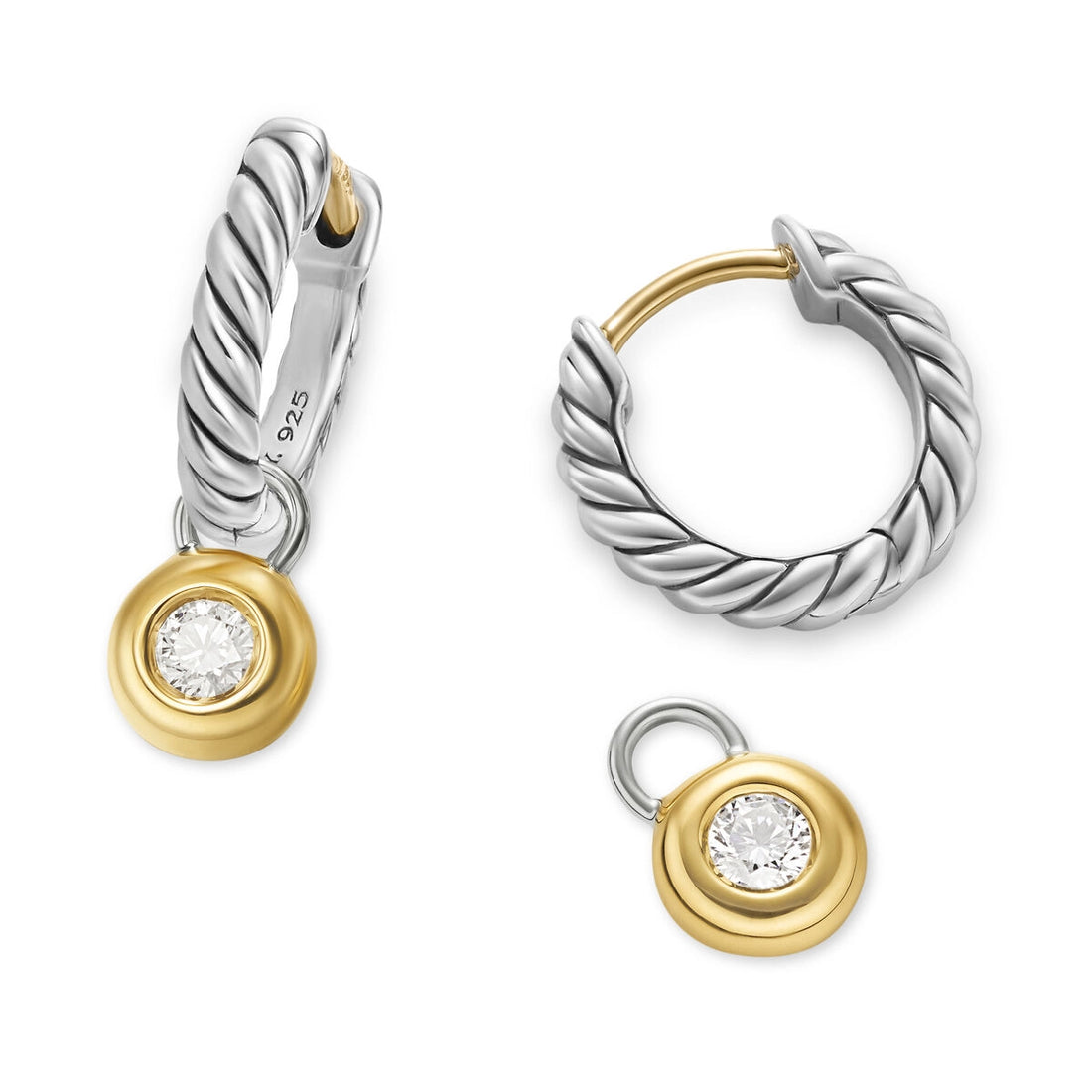 David Yurman Earrings in Mixed Metals containing Diamond E18444DS4ADI