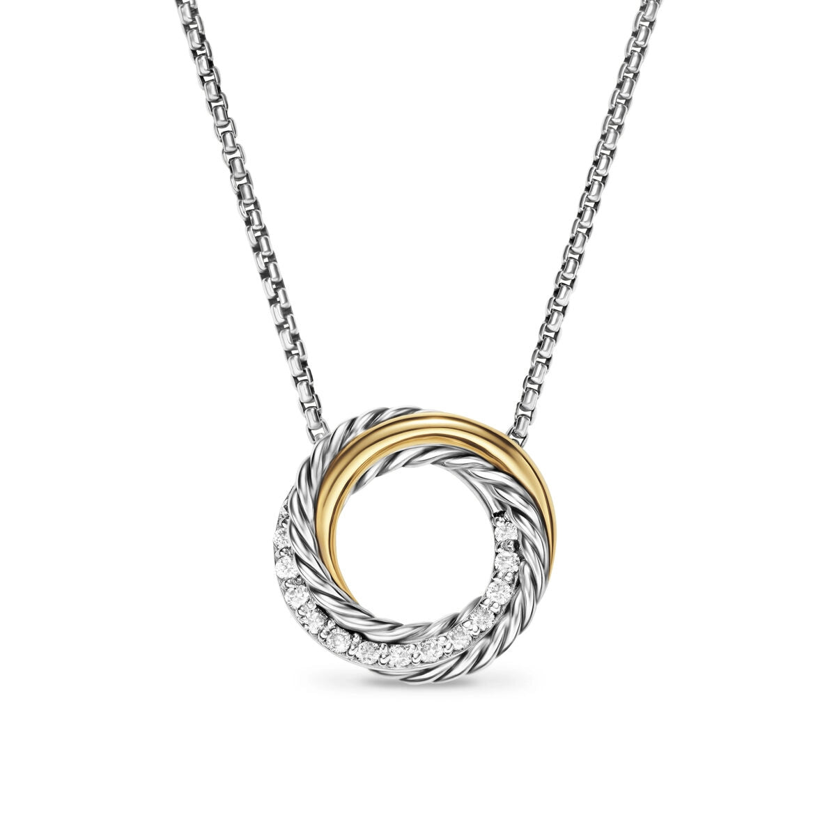 David Yurman Necklaces in Mixed Metals containing Diamond N16090DS8ADI17