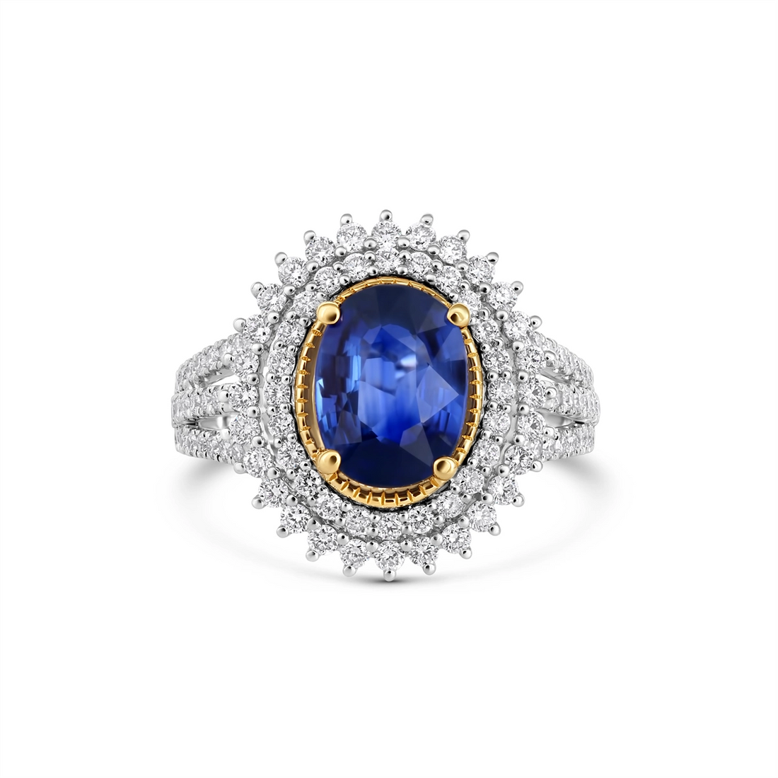 Rings Rings in Platinum/Palladium containing Multi-gemstone, Diamond, Sapphire 440592