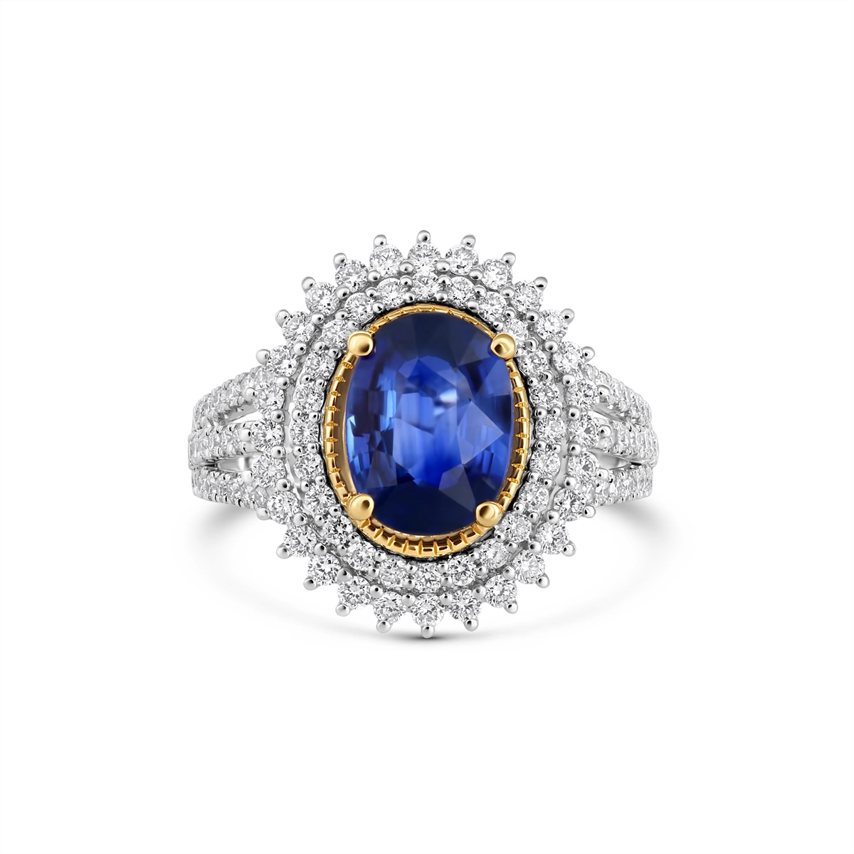Rings Rings in Platinum/Palladium containing Multi-gemstone, Diamond, Sapphire 440592