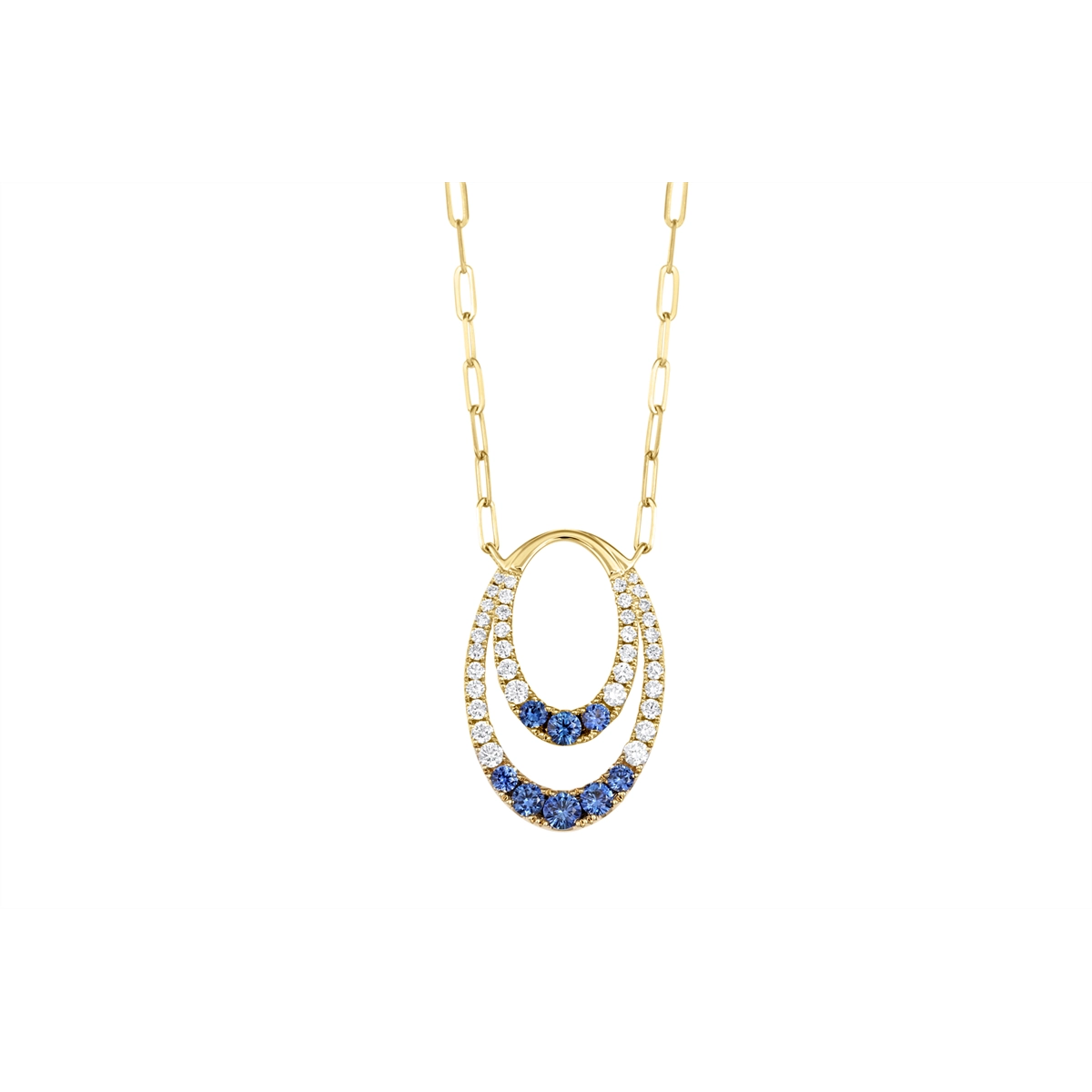 Frederic Sage Necklaces in Yellow Gold containing Multi-gemstone, Diamond, Sapphire P3379MPC-4YSA