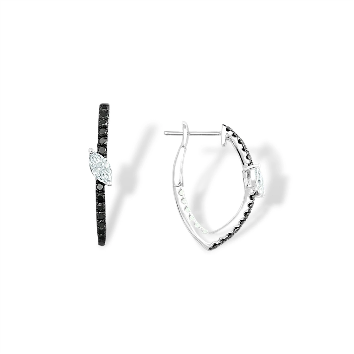 Frederic Sage Earrings in White Gold containing Black diamond, Multi-gemstone, Diamond E2732KW-4-W