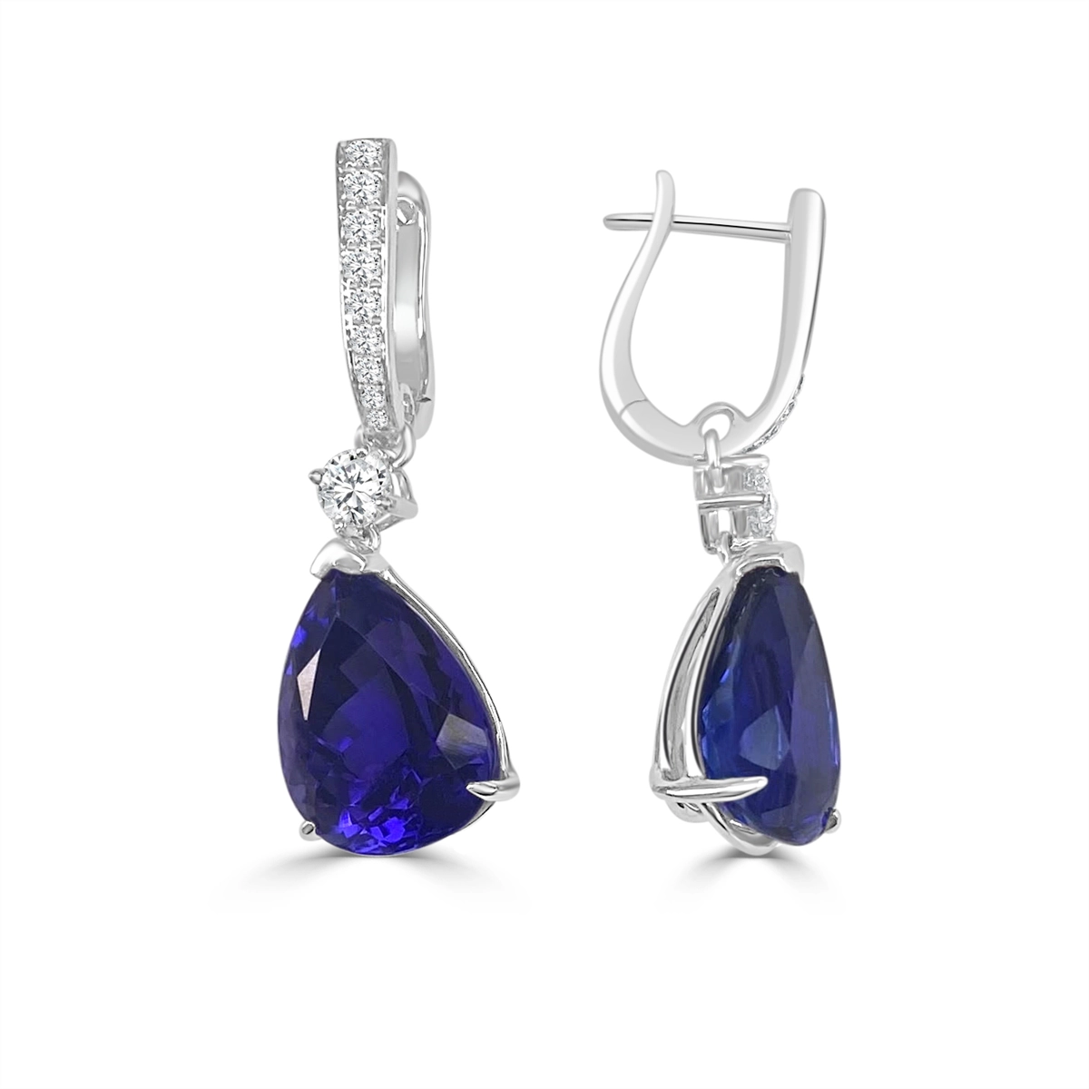 Frederic Sage Earrings in White Gold containing Tanzanite, Multi-gemstone, Diamond E8975-TZW