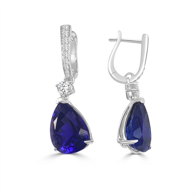Frederic Sage Earrings in White Gold containing Tanzanite, Multi-gemstone, Diamond E8975-TZW