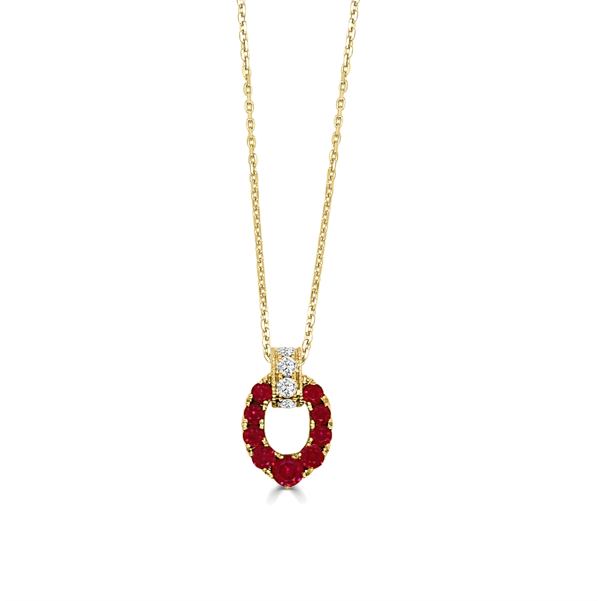 Frederic Sage Necklaces in Yellow Gold containing Multi-gemstone, Diamond, Ruby P3047RU-DB-4Y
