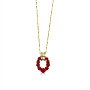 Frederic Sage Necklaces in Yellow Gold containing Multi-gemstone, Diamond, Ruby P3047RU-DB-4Y