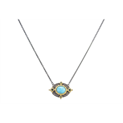 Armenta Necklaces in Mixed Metals containing London blue topaz, Multi-gemstone, Diamond, Turquoise 21772