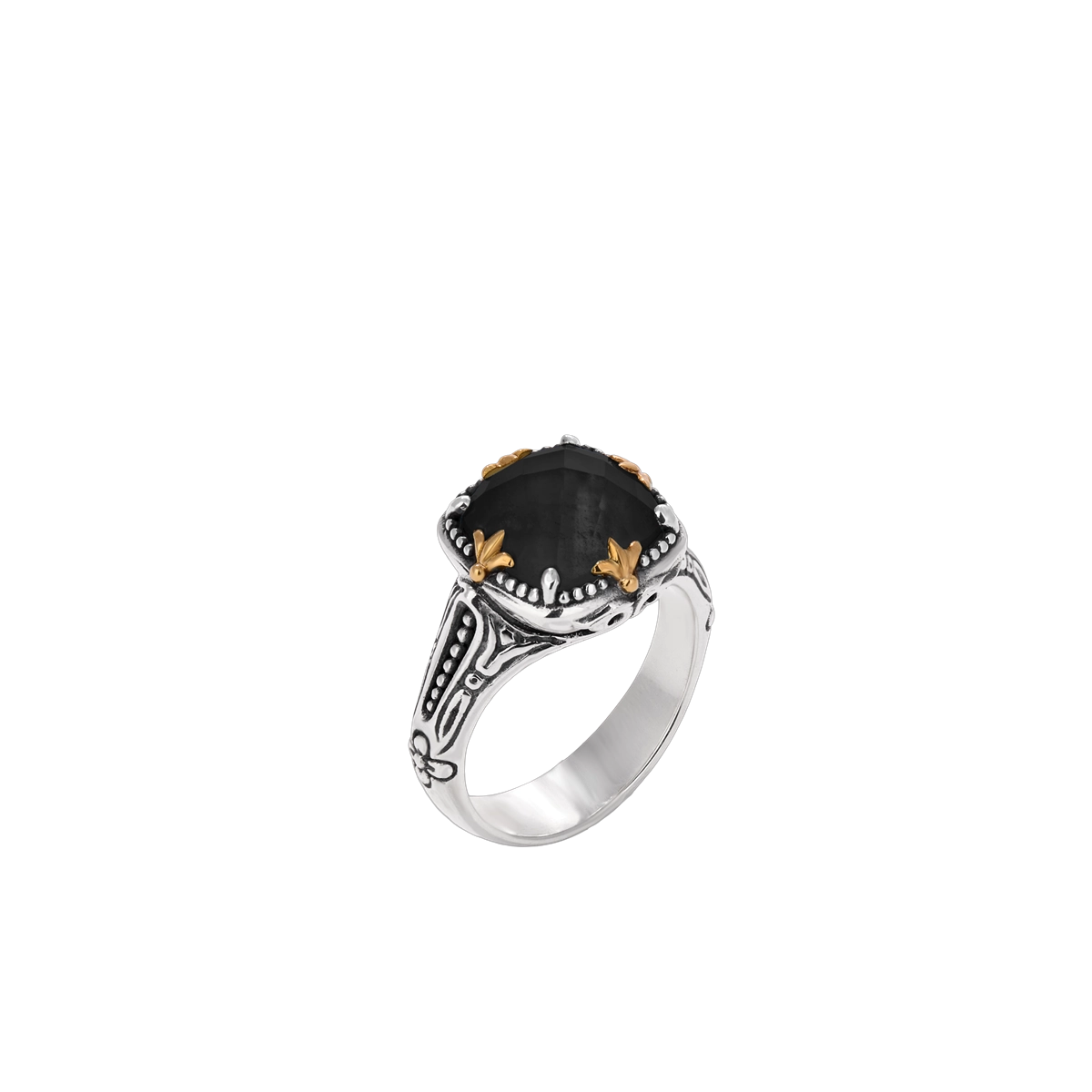 Konstantino Rings in Mixed Metals containing Black onyx DKJ1005-120-S7