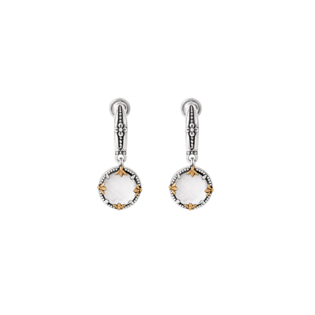 Konstantino Earrings in Mixed Metals containing Mother of pearl, Quartz, Multi-gemstone SKKJ721-464