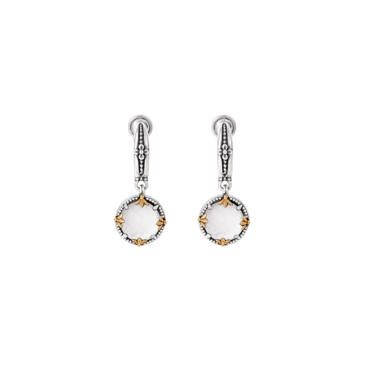 Konstantino Earrings in Mixed Metals containing Mother of pearl, Quartz, Multi-gemstone SKKJ721-464