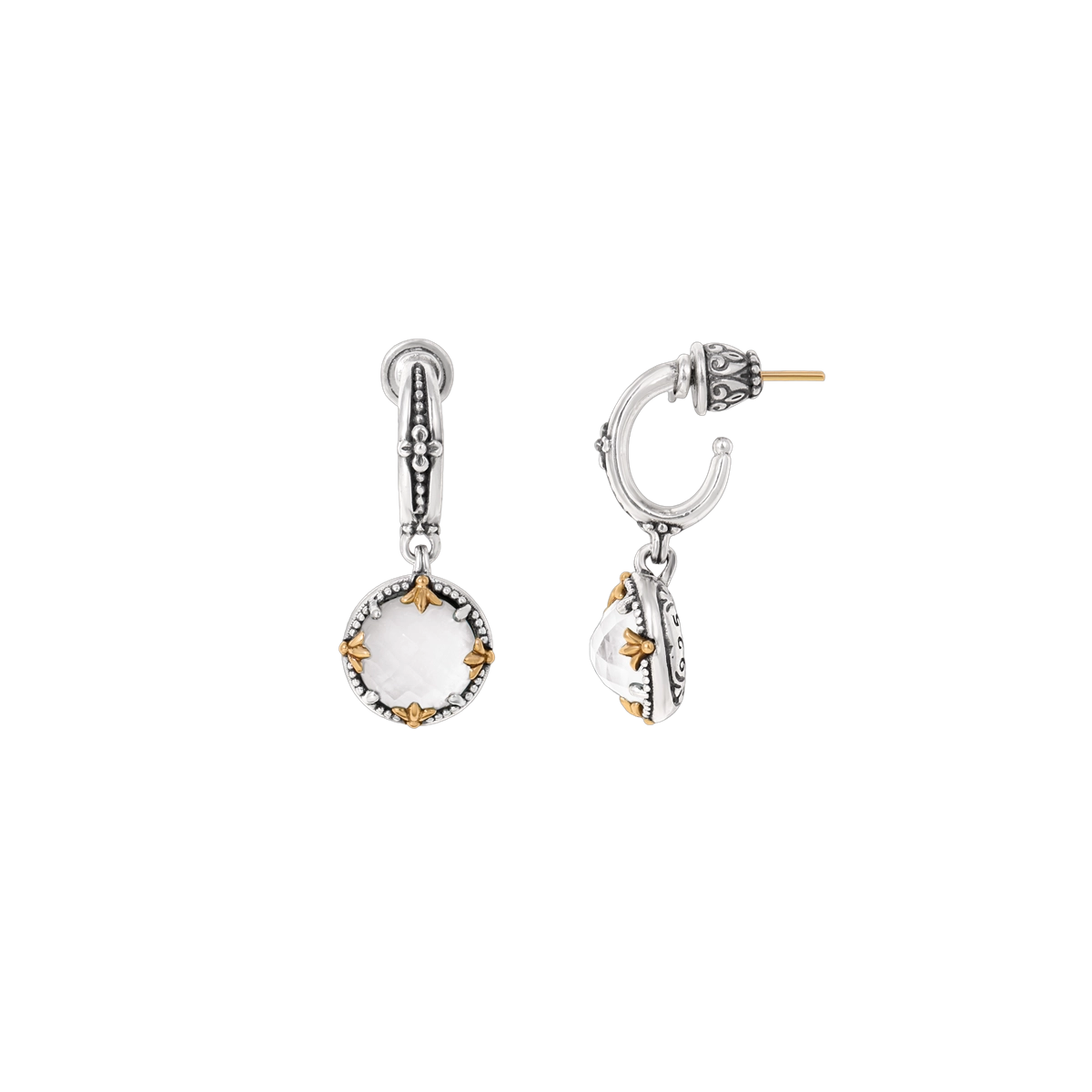 Konstantino Earrings in Mixed Metals containing Mother of pearl, Quartz, Multi-gemstone SKKJ721-464