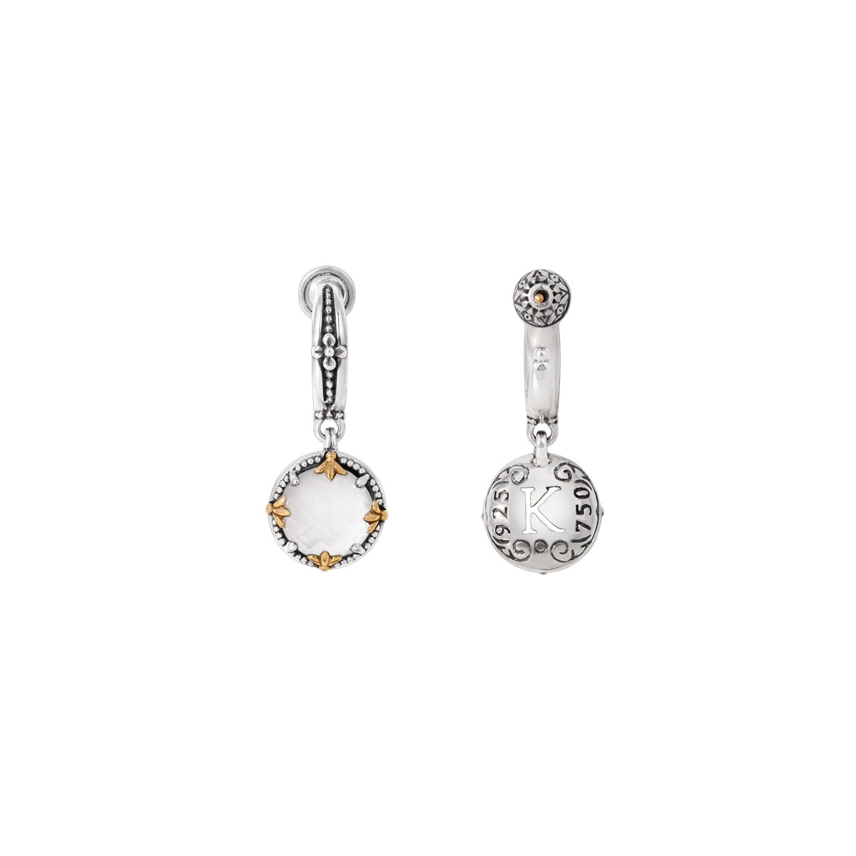 Konstantino Earrings in Mixed Metals containing Mother of pearl, Quartz, Multi-gemstone SKKJ721-464